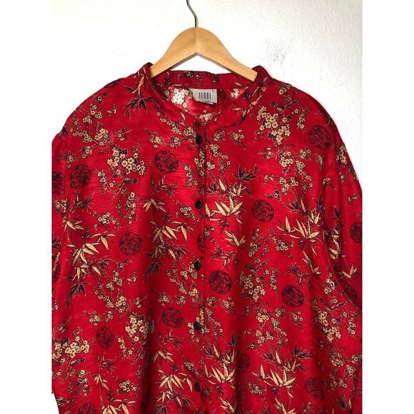Vintage Teddi Of California Blouse Tunic Long-sleeve Asian Chinese Inspired 4X - Picture 5 of 14